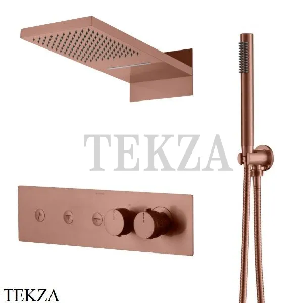 Boheme FUSION Termo Термостат для душа, 3 потока, верхний душ, гарнитур 131-CB, Copper Brushed