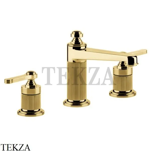 Gessi VENTI20 Смеситель для раковины на 3 отв. средний, без донного клапана 65014-246, Gold PVD