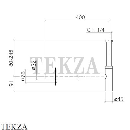 Dornbracht Сифон бутылочный для раковины с квадратной розеткой 10060780-06, платина матовая