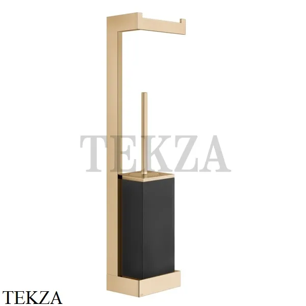 Gessi Rettangolo Стойка настенная с бумагодержателем и ершиком, черный 20868-735, Warm Bronze PVD