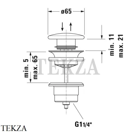 Duravit Донный клапан для раковины, нажимной click-clack 0050790000, хром глянец