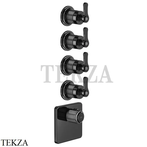 Gessi VENTI20 Термостат для душа, 4 потока, внешняя часть 65210-706, Black Metal PVD