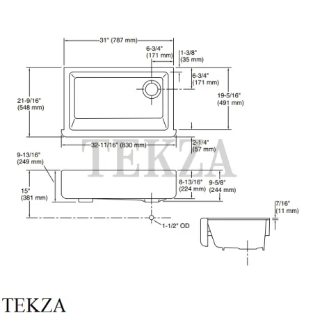 Kohler Whitehaven Мойка для кухни встраиваемая снизу с широким фартуком, чугун K-5827-0, белый глянец