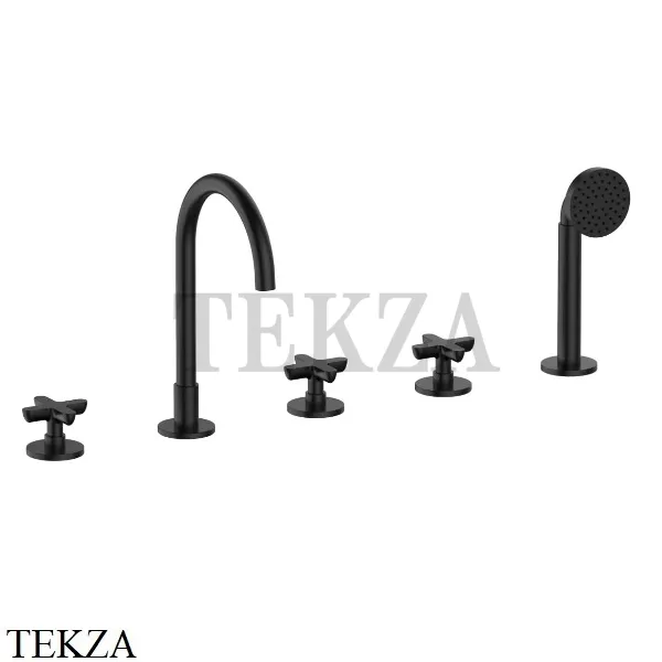 Fantini Icona Classic Смеситель на борт ванны с гарнитуром 5313R065, Черный матовый
