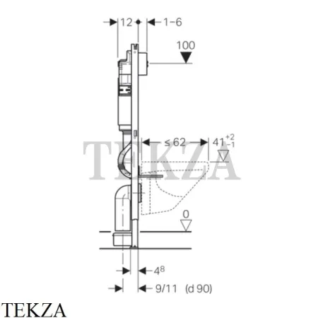 Geberit Duofix Delta UP100 Комплект инсталляция для унитаза, в капитальную стену, 458.120.11.1 белый глянец Delta21