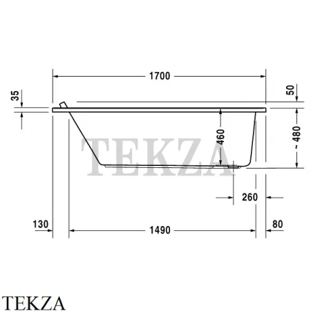 Duravit Starck Ванна прямоугольная встраиваемая 700335000000000, акрил, белый глянец
