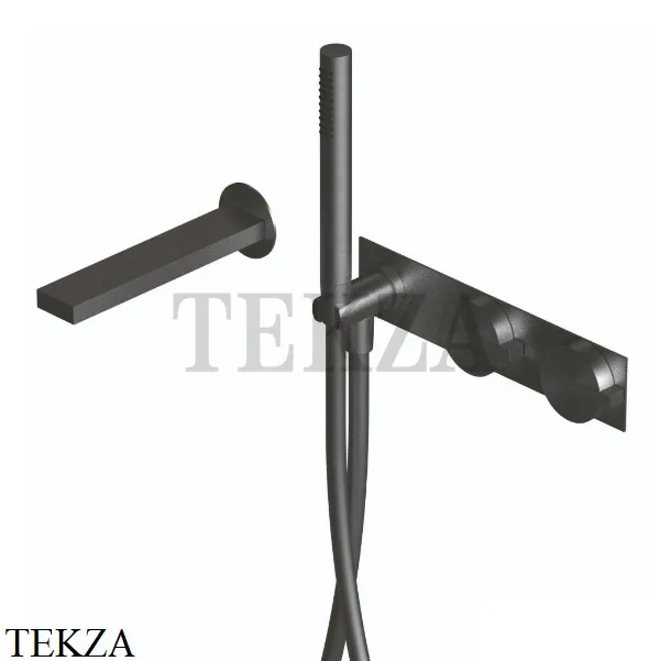 Ritmonio Dot316 Смеситель для ванны с гарнитуром, внешняя часть PR50EC101 IBX, Black Stainless Steel