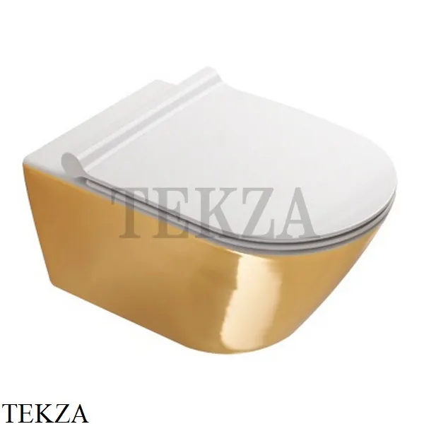 Catalano Gold&Silver Zero NF 55 Унитаз подвесной безободковый 1VS55NRBO, сиденье с микролифтом, Золото на белом
