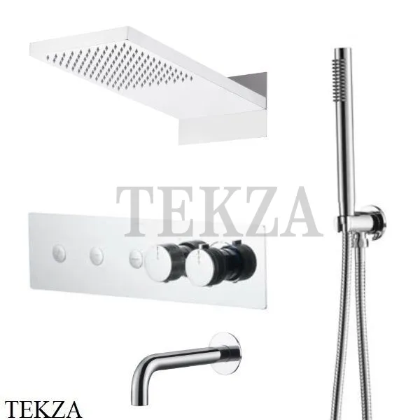 Boheme FUSION Termo Термостат для душа, 3 потока, излив, верхний душ, гарнитур 131-2-CR, Хром глянец