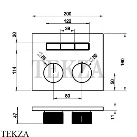 Gessi HI-FI Термостатический смеситель на 3 потока, внешняя часть 63006-706, Black Metal PVD