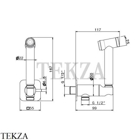 Newform Гидроершик настенный WC с держателем 69644X.50.050, Stainless steel