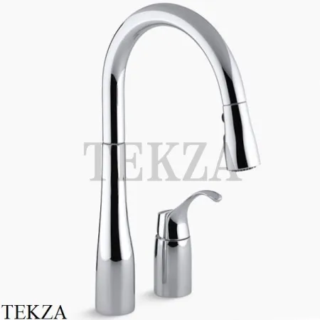 Kohler Simplice Смеситель для кухни с выдвижным душем K-647-CP, хром глянец