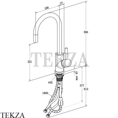 Villeroy & Boch Umbrella Flex Смеситель для кухни с выдвижной лейкой 925400LC, сталь сатинированная