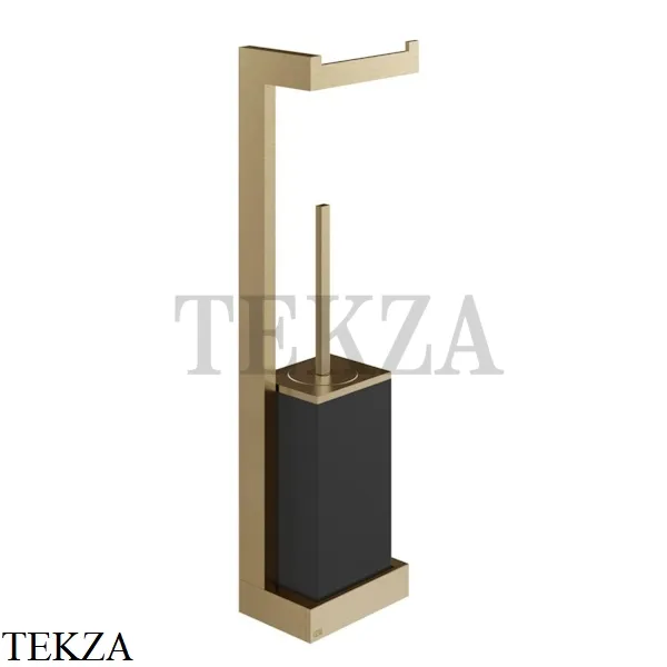 Gessi Rettangolo Стойка настенная с бумагодержателем и ершиком, черный 20868-726, Warm Bronze Br.