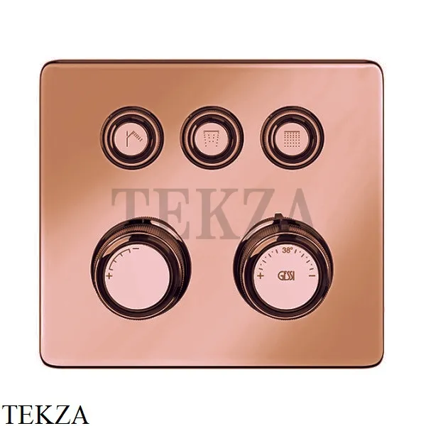 Gessi VENTI20 Термостатический смеситель на 3 потока, внешняя часть 65234-708, Copper Brushed