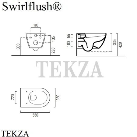 GSI PURA 55/F Унитаз подвесной ”Swirlflush” (безободковый) 881511, сиденье микролифт slim, белый глянец