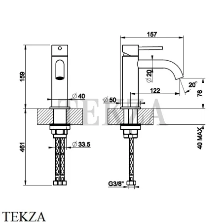 Gessi 316 MECCANICA Смеситель для раковины, без сливного гарнитура 54202-707, Black Metal Brushed