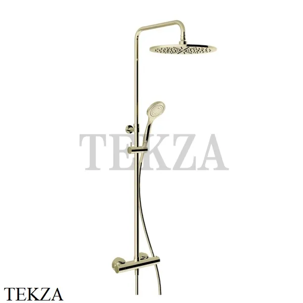 Gessi MINIMALISTIC Душевая колонна, термостат, гарнитур, верхний душ D30 см 35177-710, Brass PVD