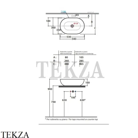 GLOBO T-EDGE Раковина накладная овал B6O54AT, без перелива, Agata