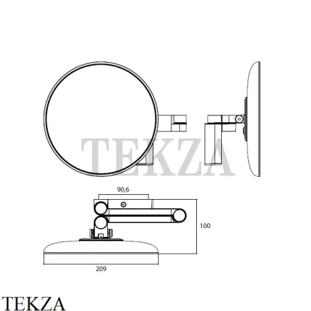 Emco Evo Зеркало косметическое 5х с LED подсветкой, 2 световые кнопки, скрытая подводка, хром глянец