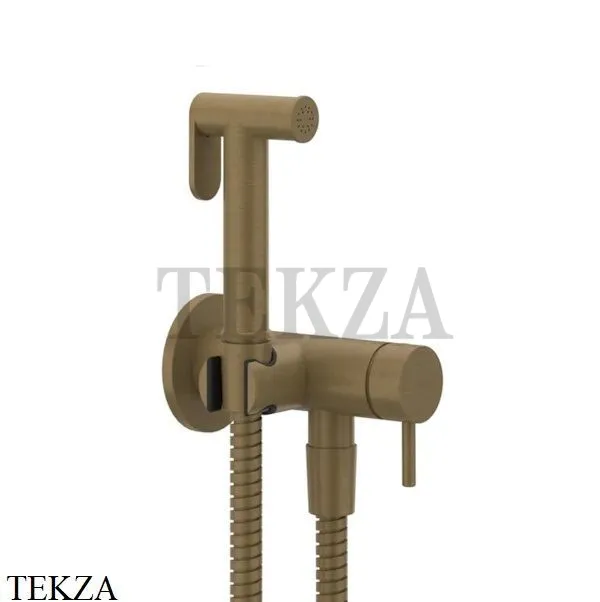 Gessi Гигиенический душ со смесителем, выводом воды и держателем 45130-713, Antique Brass