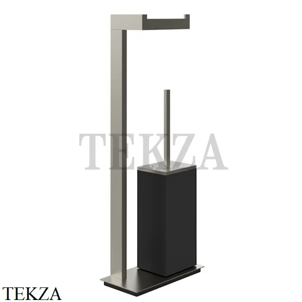 Gessi Rettangolo Стойка напольная с бумагодержателем и ершиком, черный 20934-149, Finox Brushed Nickel