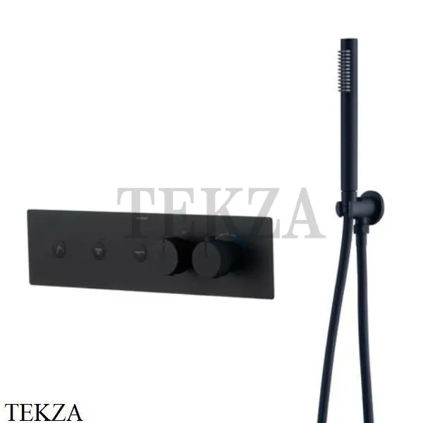 Boheme FUSION Termo Термостат для душа, 3 потока, с гарнитуром 131-SYS-B, черный матовый