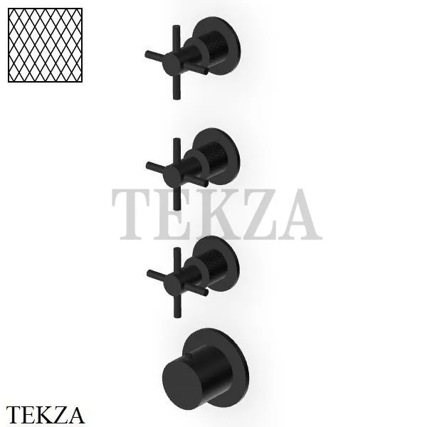 Zucchetti Helm Diagonal Термостат для душа на 3 потока, внешняя часть ZHM803.XP81G3, brushed total black PVD