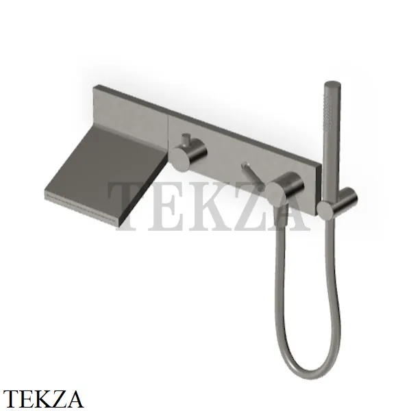 Zucchetti Pan Смеситель для ванны с гарнитуром, 3 потока, внешняя часть ZP8046.C51, brushed metal black