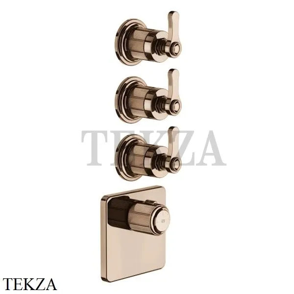 Gessi VENTI20 Термостат для душа, 3 потока, внешняя часть 65206-030, Copper PVD