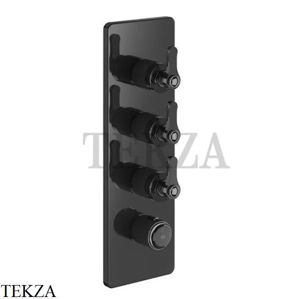 Gessi VENTI20 Термостат для душа, 3 потока, внешняя часть 65204-706, Black Metal PVD