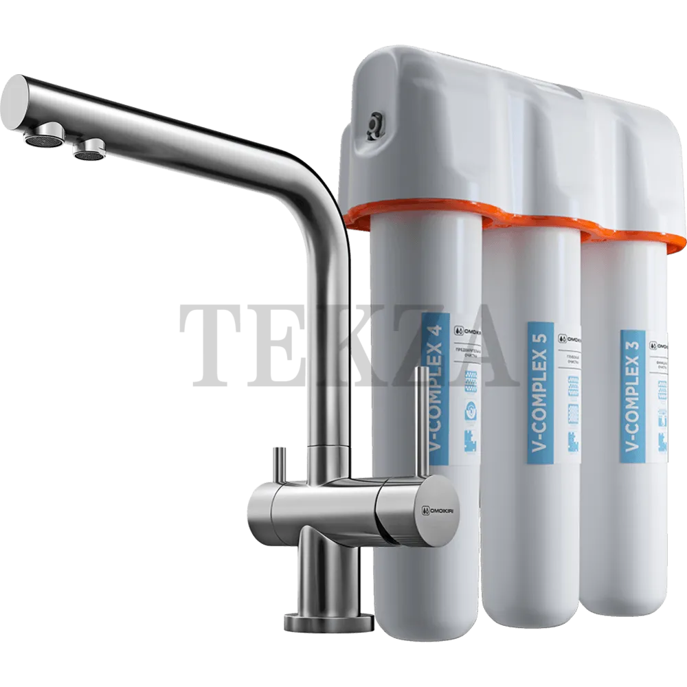 Omoikiri Nagano + Pure drop Lite Комплект смеситель+фильтр 4011.8028 BN нержавеющая сталь