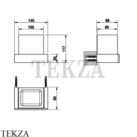 Gessi Rettangolo Стакан для щеток настенный, композит белый 20807#149, Finox Brushed Nickel