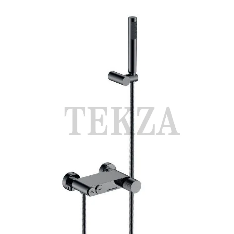Boheme Stick Смеситель для ванны с изливом и гарнитуром Stick 123-SGM.4 Shine Gun Metall SPIRALE