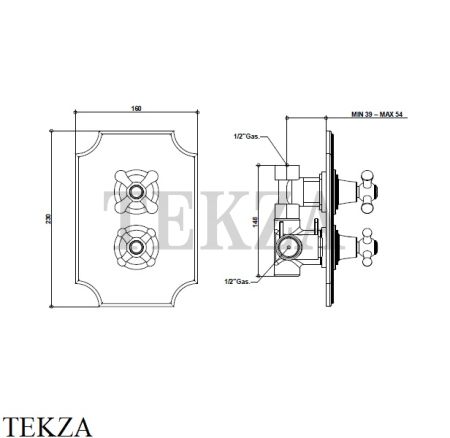 Bongio AXEL Термостат для душа на 1 поток, внешняя часть 15544CR, хром глянец