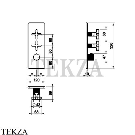 Gessi INCISO WELLNESS Термостат 2 выхода, внешняя часть 58224-031, хром глянец