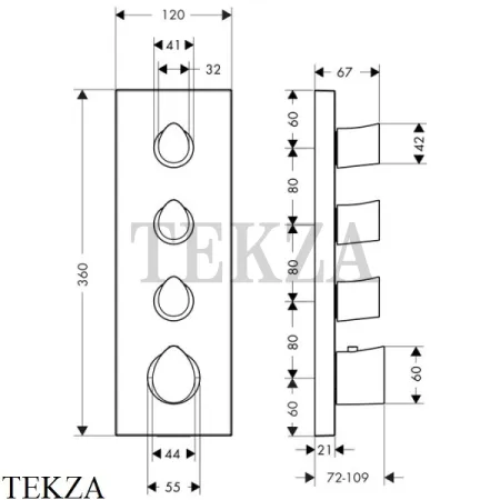 Axor Starck Organic Термостат для душа, на 3 потока, внешняя часть 12717000, хром глянец