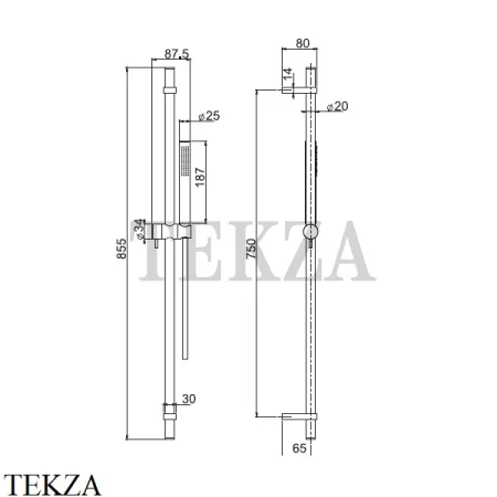 FIMA Carlo Frattini WELLNESS Душевая штанга, ручной душ латунь F2150SN, Brushed nickel