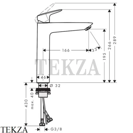 Hansgrohe Logis Смеситель для раковины, без сливного гарнитура 71091000, хром глянец