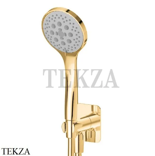 Newform Душевой комплект, душ круглый 3 режима, ABS с выводом 853.61.020, PVD Glossy Gold