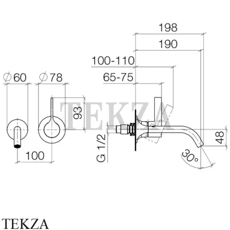 Dornbracht VAIA Смеситель для умывальника, внешняя часть 36860809-99, Dark Platinum matt