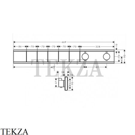 Hansgrohe RainSelect Термостатический модуль, 5 потоков, внешняя часть 15384000, хром глянец