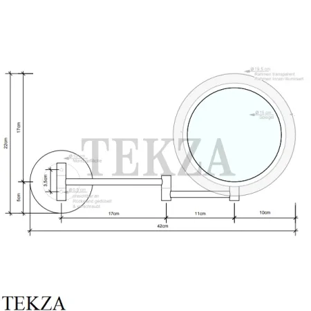 Decor Walther BS 16 TOUCH Косметическое зеркало, 5х увеличение, от батарейки 0121400, хром глянец