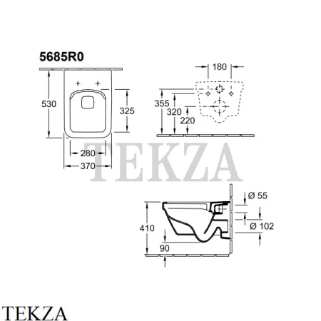 Villeroy & Boch ARCHITECTURA Унитаз подвесной без ободка 5685R001, сиденье микролифт, белый глянец