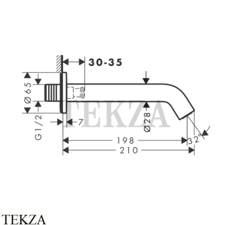 Hansgrohe Tecturis S Излив для ванны настенный 73411670, черный матовый
