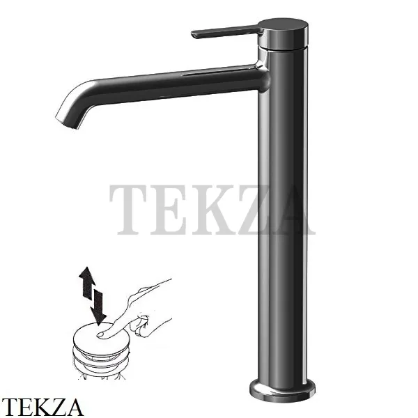 FIMA Carlo Frattini SNAP Смеситель для раковины высокий, с донным клапаном F3111/HCS, Brushed black chrome