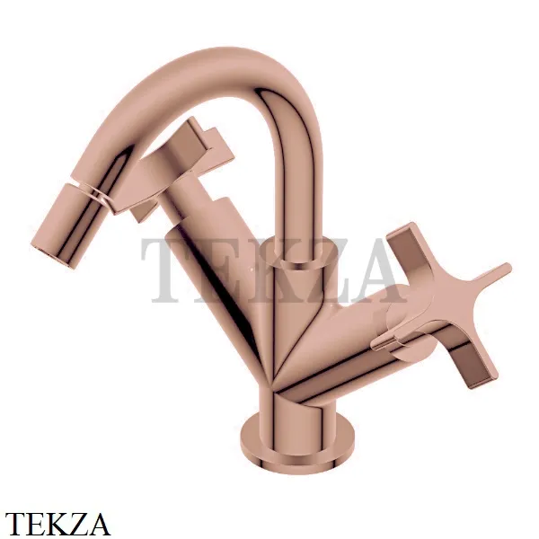 Ritmonio Diametro35 Cross Смеситель для биде, двухвентильный PR53BB202 F33, Brushed Rose Gold
