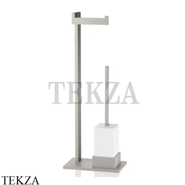 Decor Walther BRICK Напольная стойка с ершиком и бумагодержателем, фарфор 0591334, никель сатин
