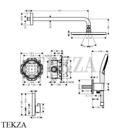 Hansgrohe Raindance Select S Душевая система с термостатом ShowerSelect S 27951000, хром глянец