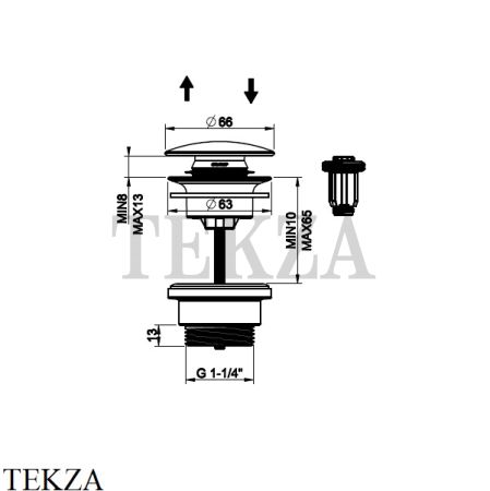 Gessi 316 TOTAL LOOK Донный клапан нажимной "Stop&Go" 54599-239, Steel Brushed